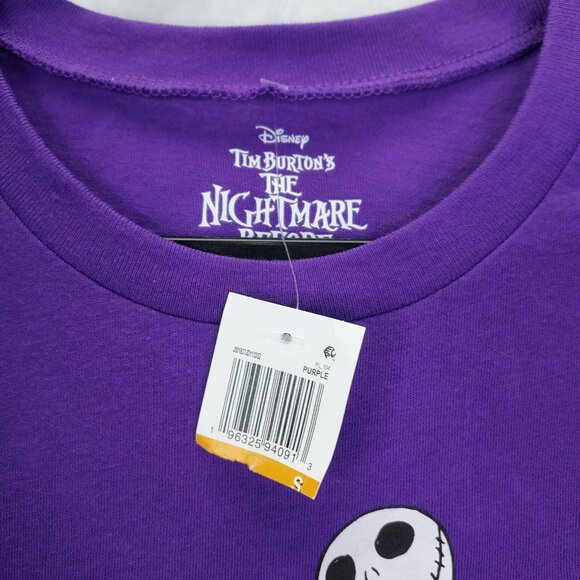 Disney Parks T-shirt Juniors Small Nightmare Before Xmas Crew Graphic Purple Tee - Picture 3 of 8